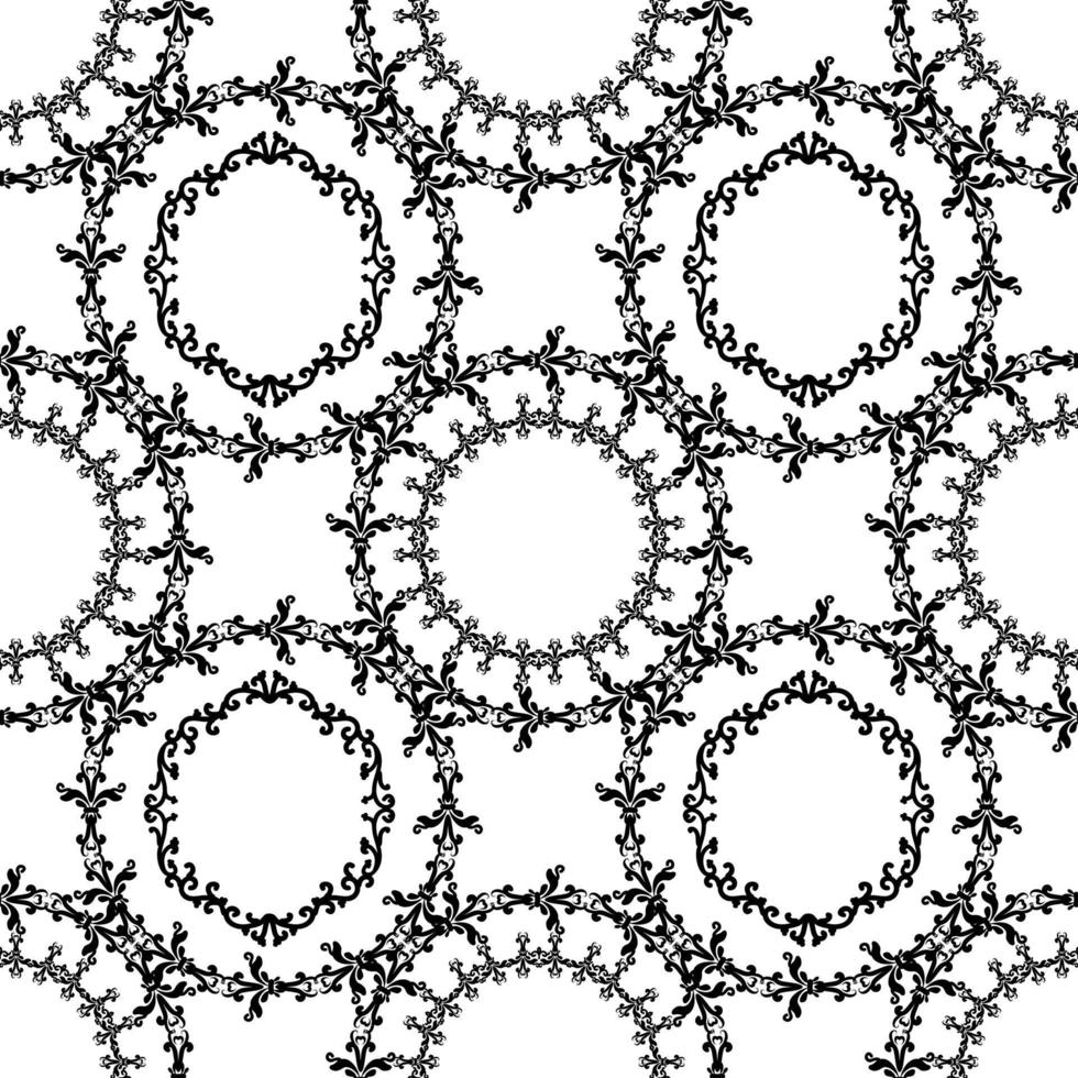 circolare floreale ornamenti. senza soluzione di continuità astratto modello. nero e bianca. vettore illustrazione.