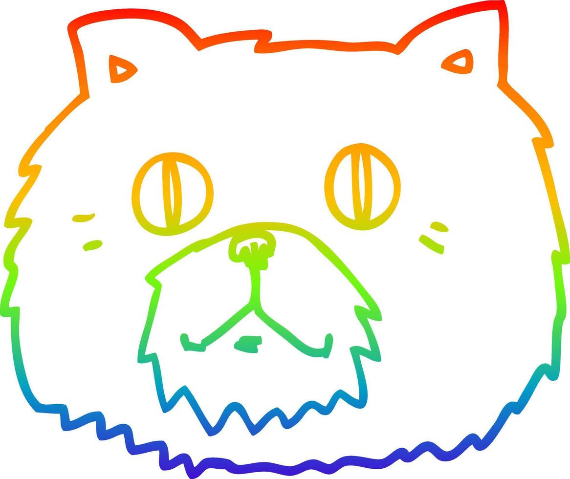 arcobaleno gradiente linea disegno cartone animato faccia di gatto vettore