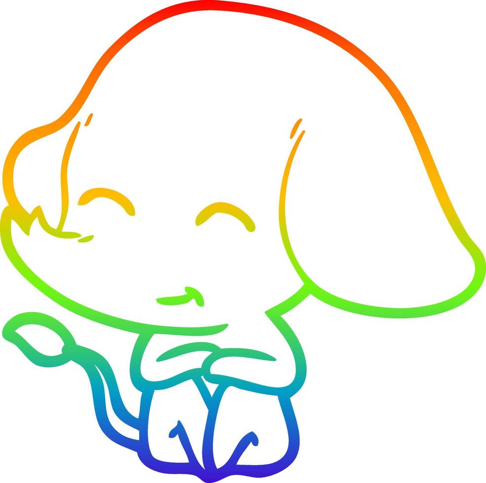 arcobaleno gradiente linea disegno simpatico cartone animato elefante vettore