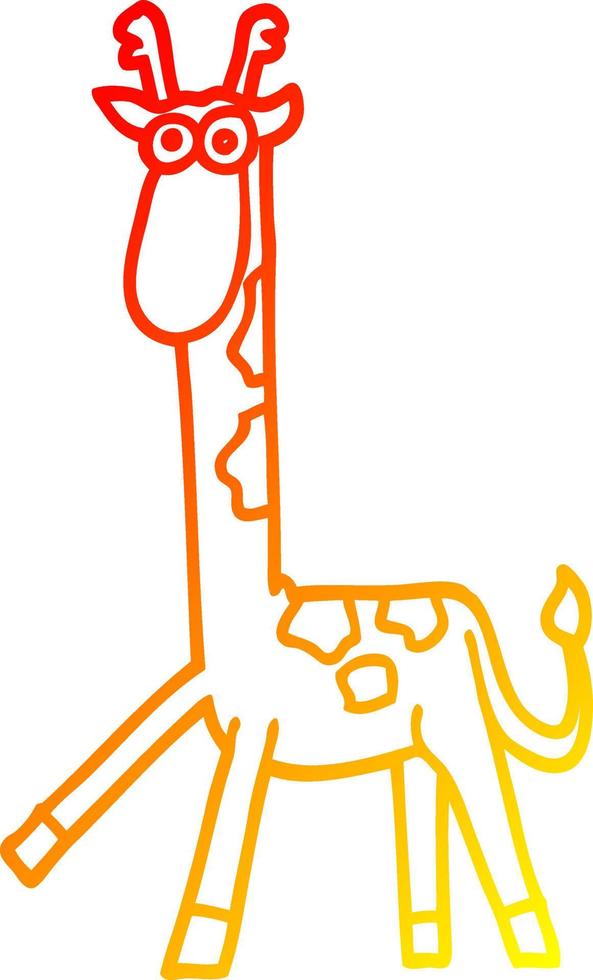 caldo pendenza linea disegno cartone animato a piedi giraffa vettore