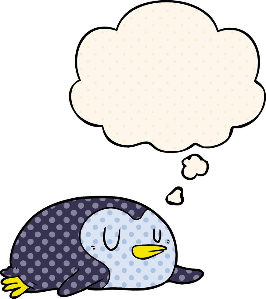cartone animato pinguino e bolla di pensiero in stile fumetto vettore