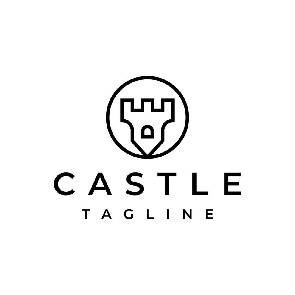 creativo castello fortezza logo design vettore