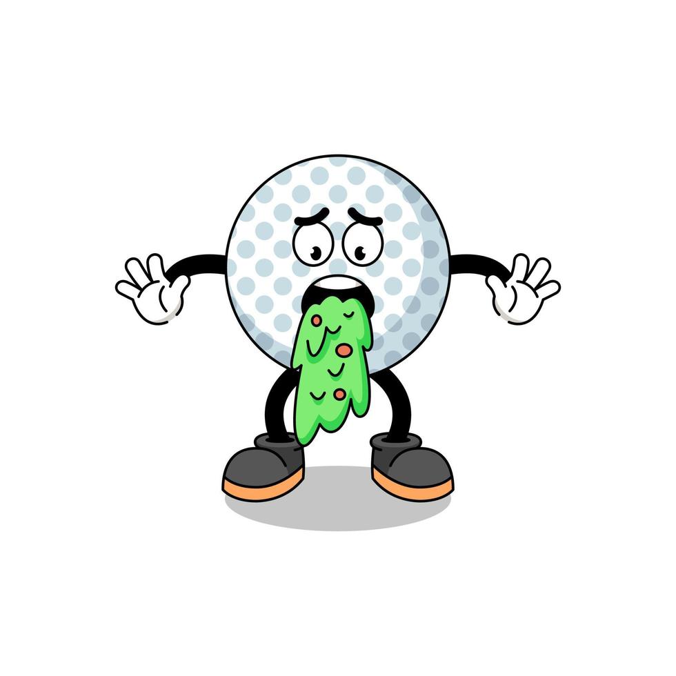 golf palla portafortuna cartone animato vomito vettore