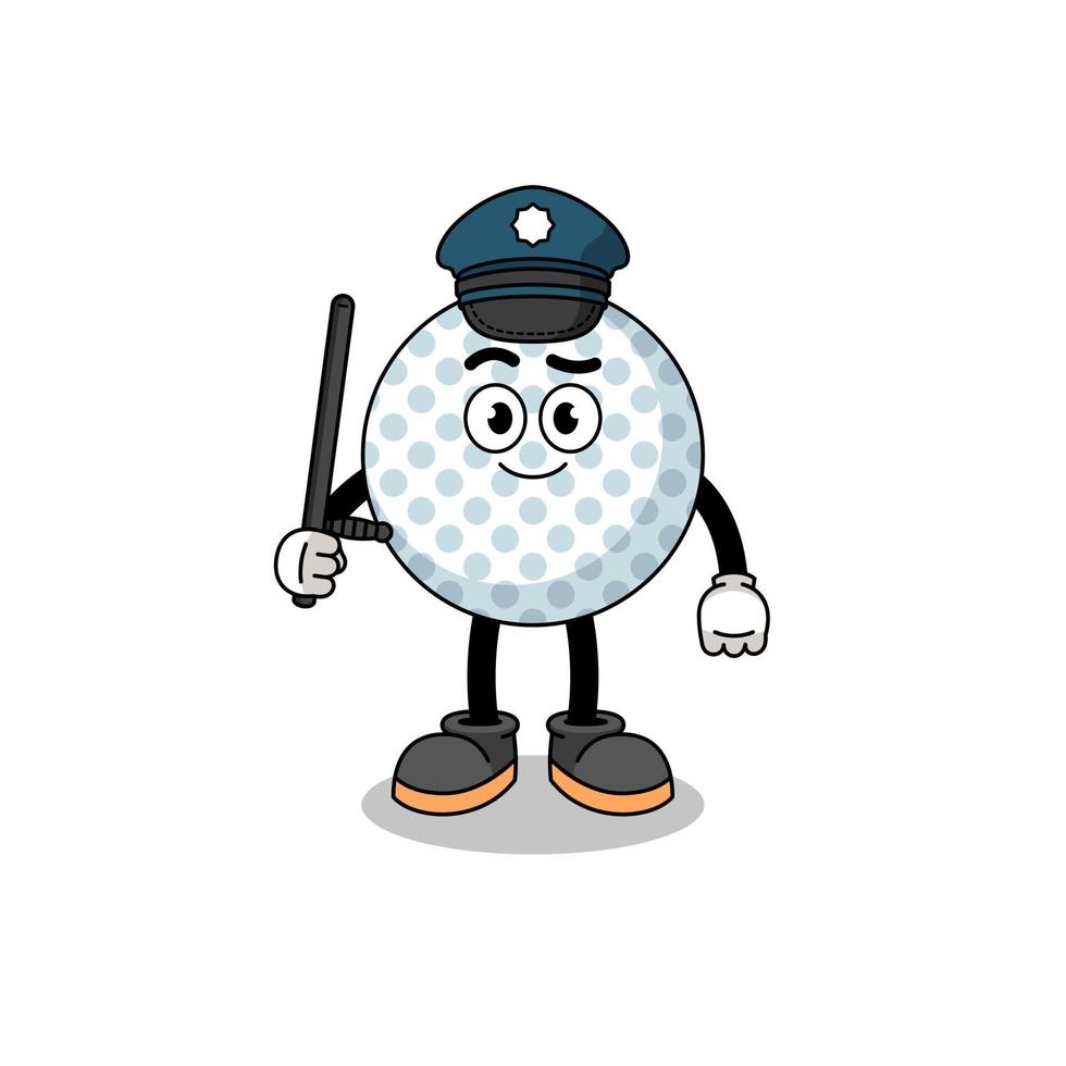 cartone animato illustrazione di golf palla polizia vettore