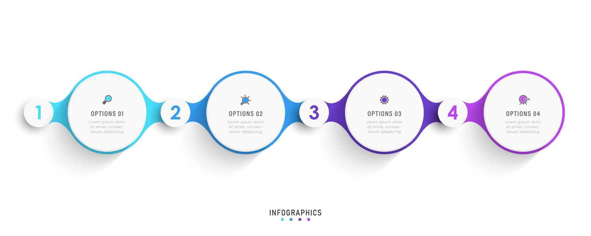 modello di progettazione di etichetta infografica vettoriale con icone e 4 opzioni o passaggi. può essere utilizzato per diagramma di processo, presentazioni, layout del flusso di lavoro, banner, diagramma di flusso, grafico informativo.