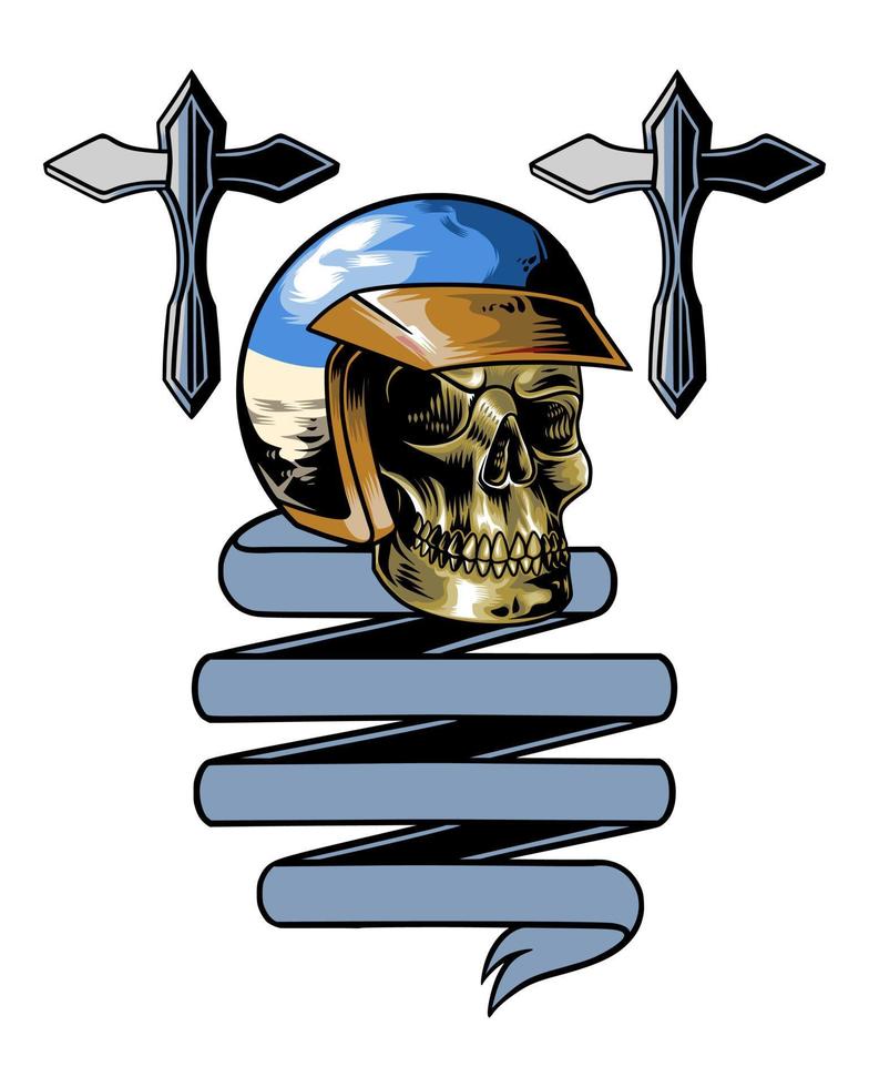 cranio logo con attraversare su il lato vettore