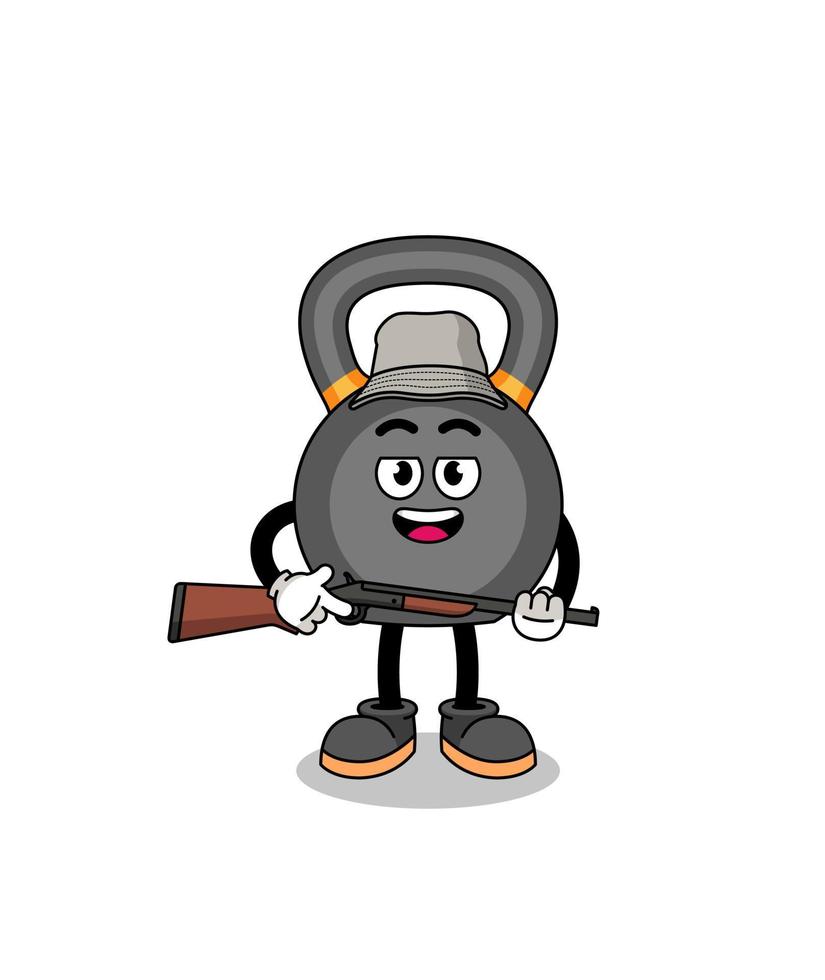 cartone animato illustrazione di kettlebell cacciatore vettore