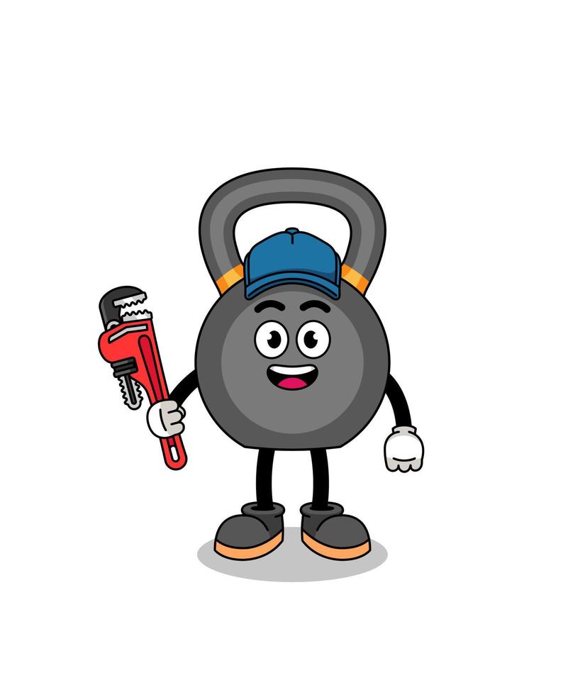 kettlebell illustrazione cartone animato come un' idraulico vettore