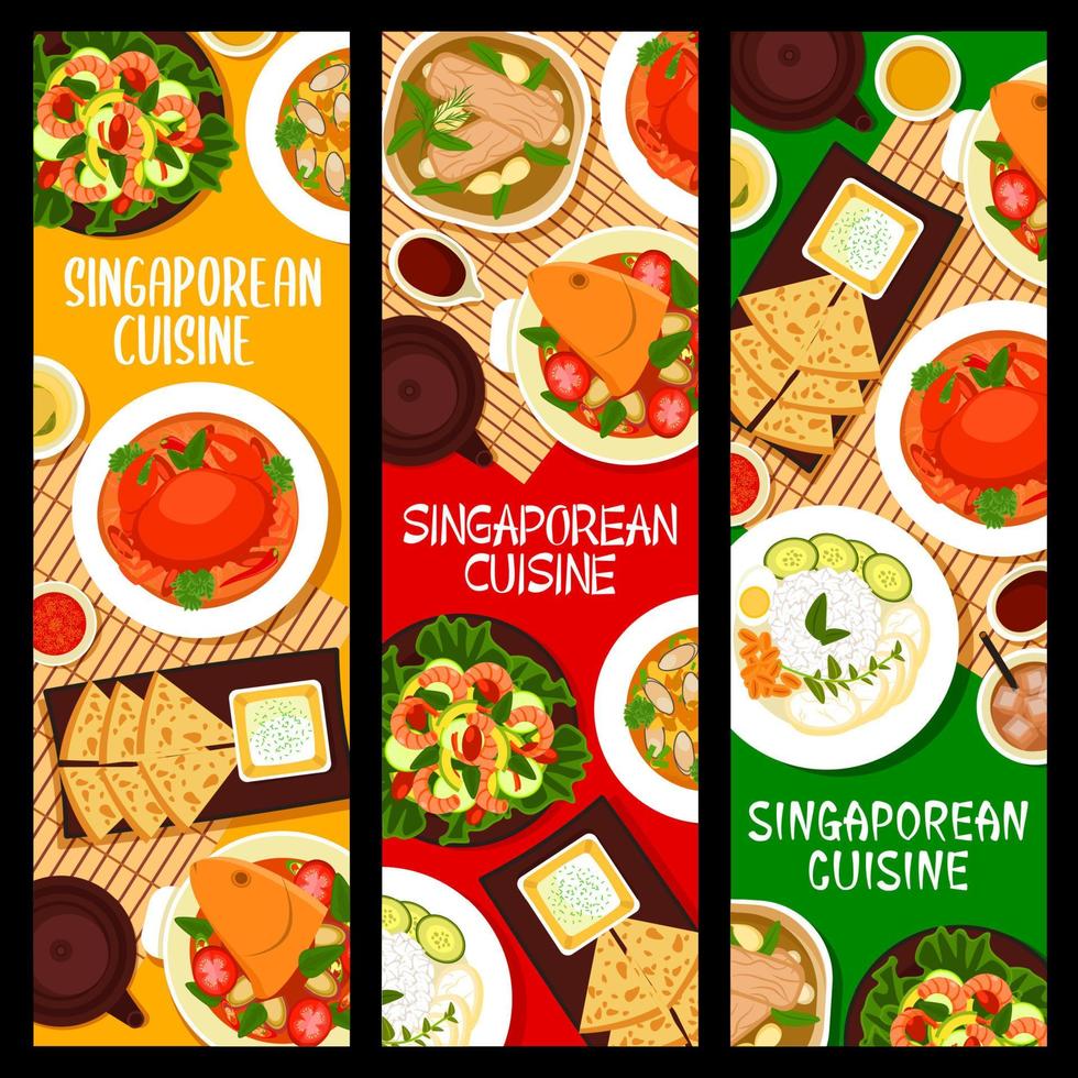 singaporean cucina ristorante cibo vettore banner