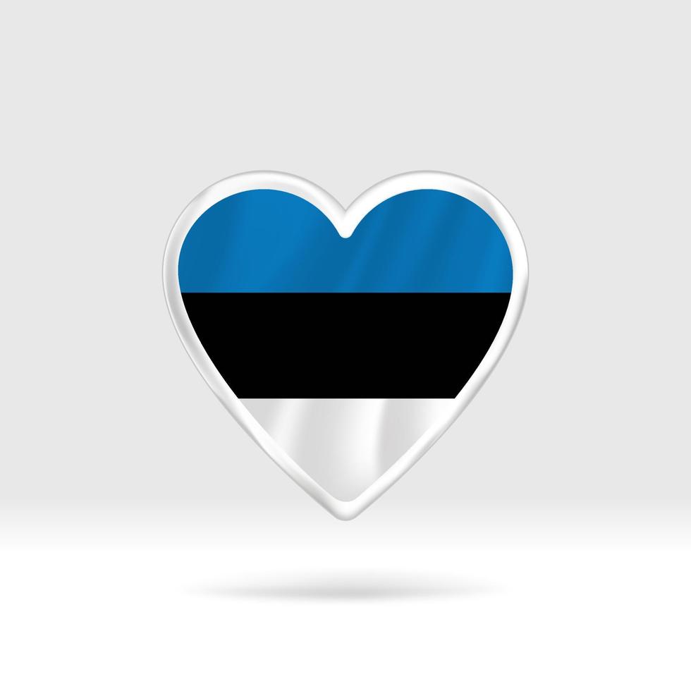 cuore a partire dal Estonia bandiera. argento pulsante stella e bandiera modello. facile la modifica e vettore nel gruppi. nazionale bandiera vettore illustrazione su bianca sfondo.