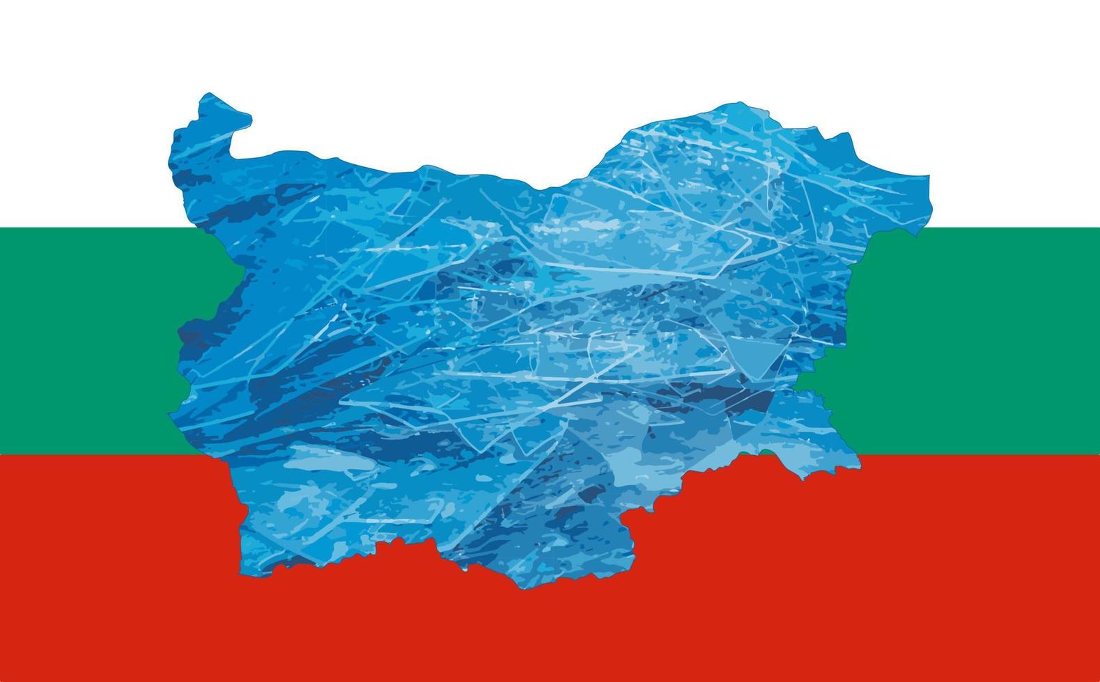 schema carta geografica di Bulgaria con il Immagine di il nazionale bandiera. ghiaccio dentro il carta geografica. vettore illustrazione. energia crisi.
