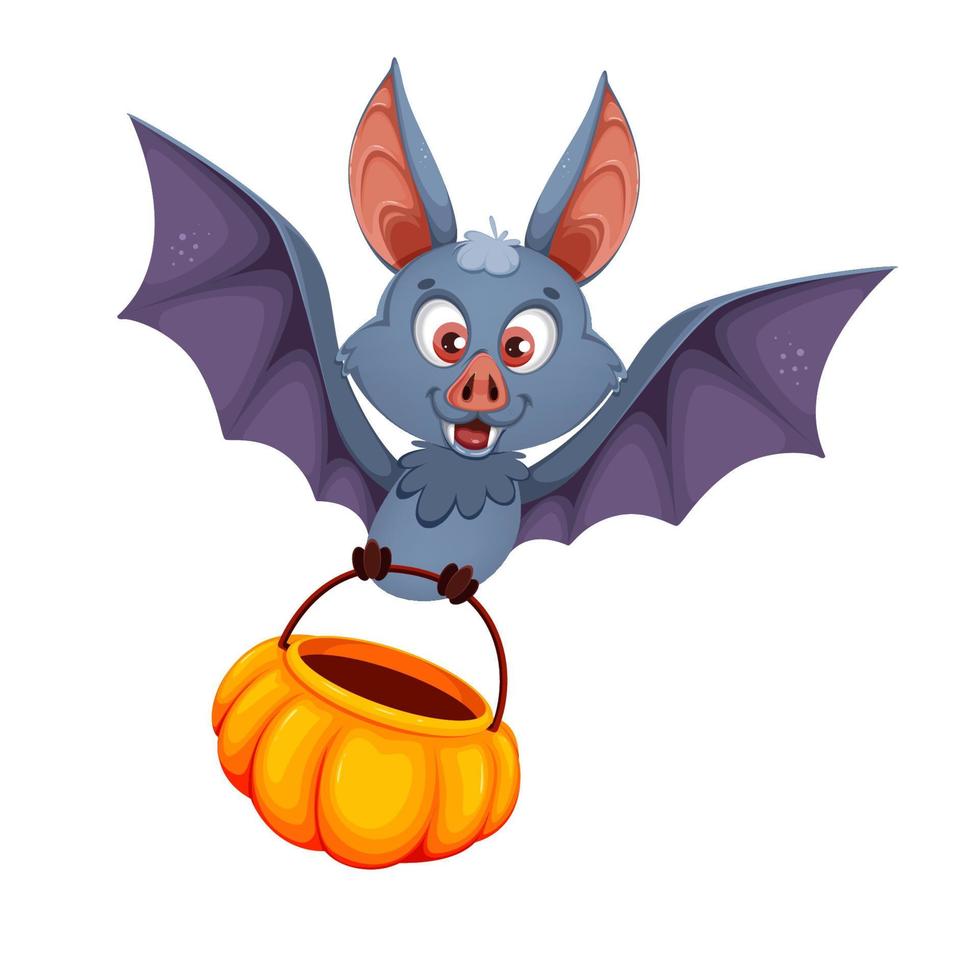 contento Halloween. divertente pipistrello cartone animato personaggio vettore