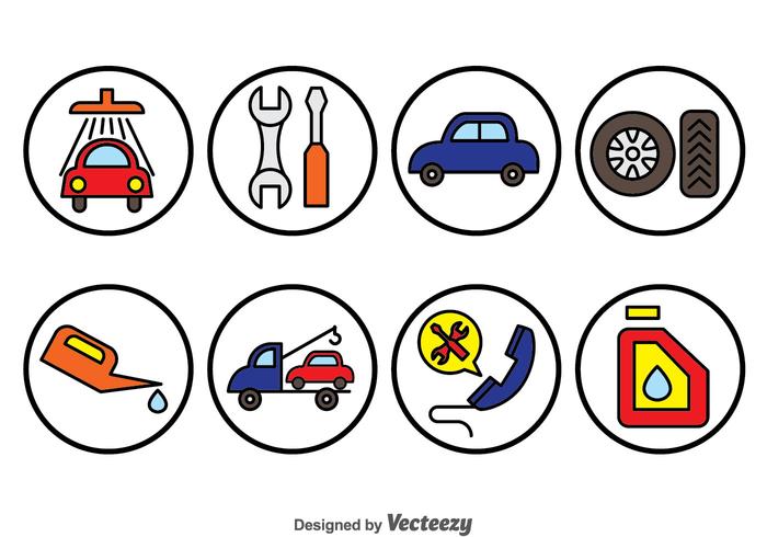 Icone del cerchio di riparazione auto vettore