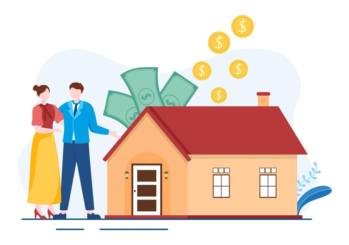 mutuo modello mano disegnato cartone animato piatto illustrazione di termine credito debito di Casa prestito o i soldi investimento per vero tenuta proprietà design vettore