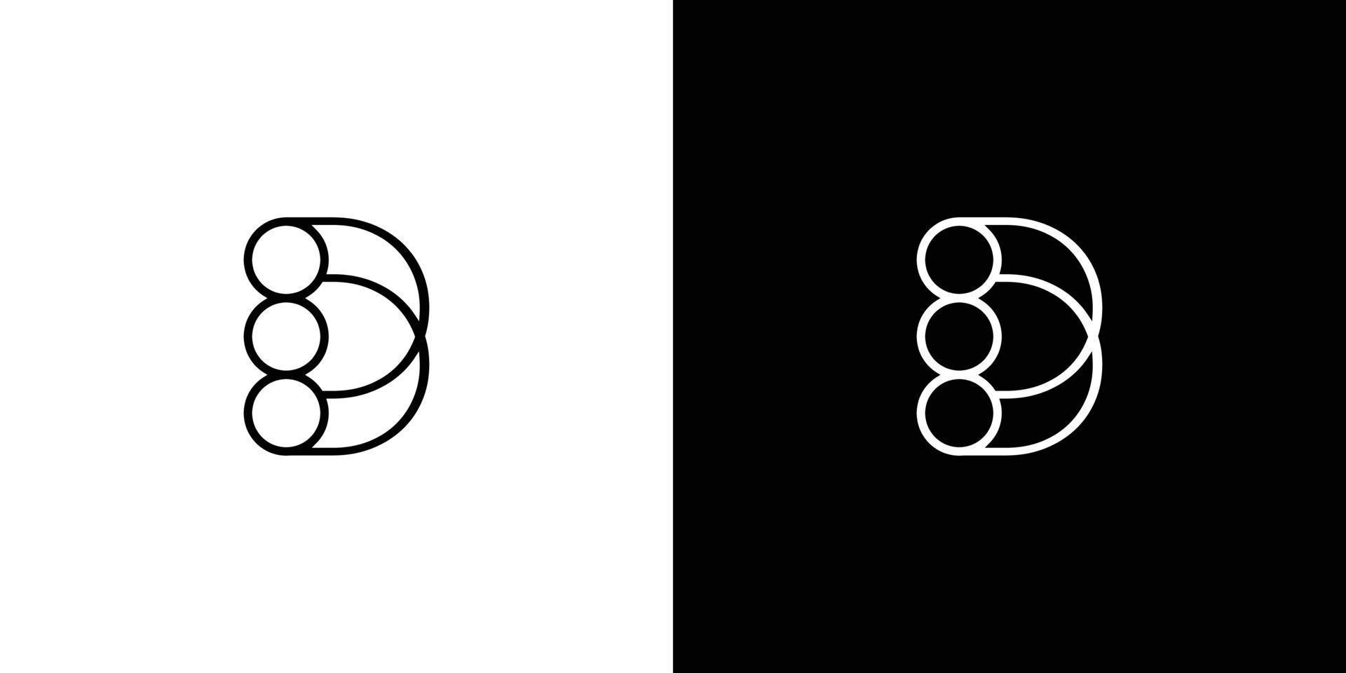 moderno e professionale tre cerchio iniziale lettera d logo design 2 vettore