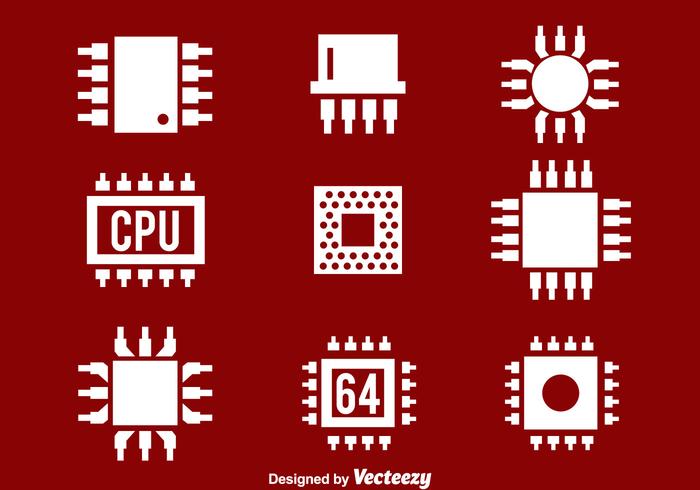 icone bianche della cpu vettore