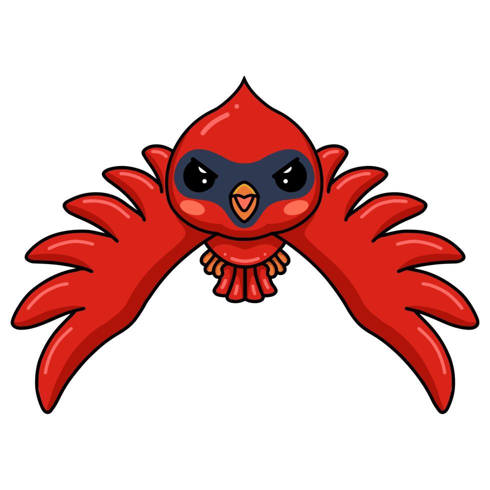 carino bambino cardinale uccello cartone animato volante vettore