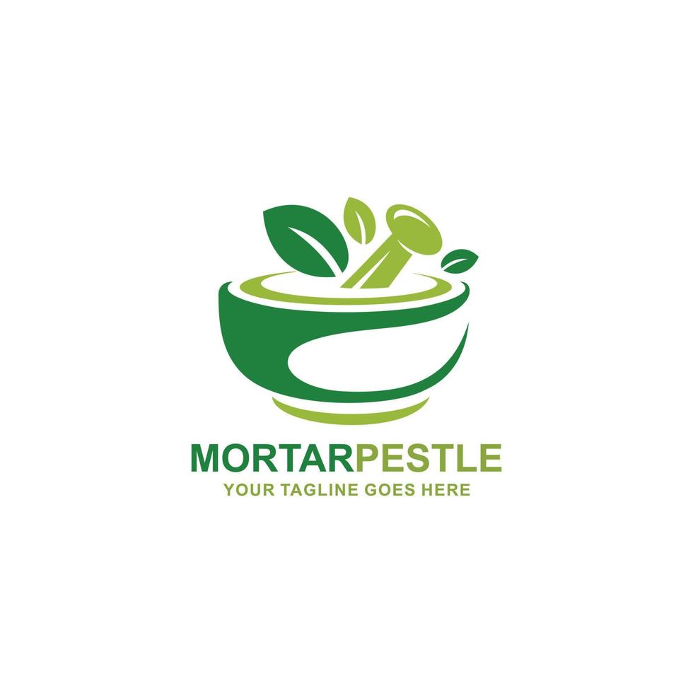 mortaio e pestello farmacia logo vettore