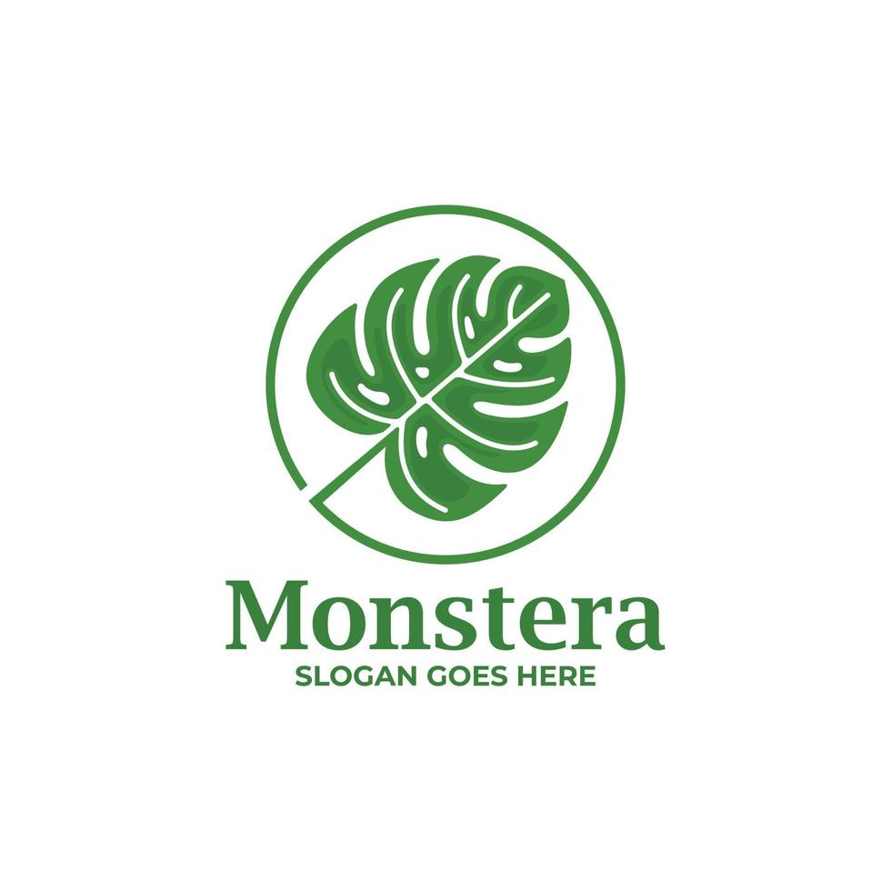 Monstera logo design vettore. Monstera foglia logo vettore