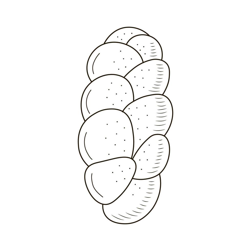 challah intrecciato pane nel mano disegnato stile isolato su bianca sfondo per manifesto, etichetta o forno negozio menù, cibo schizzo vettore