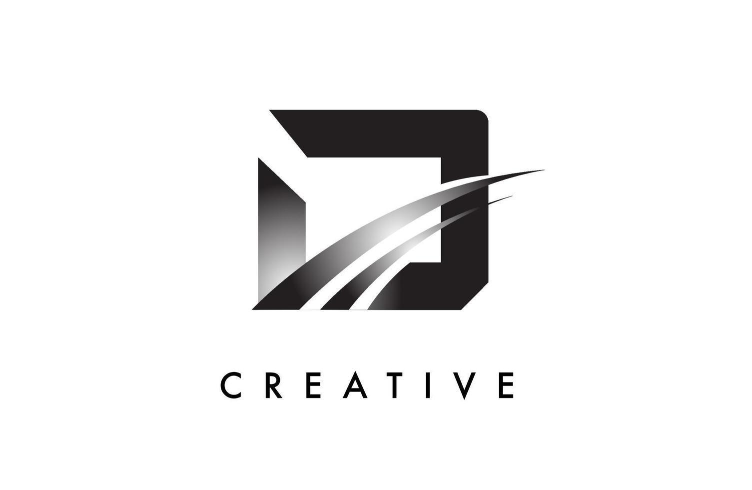 lettera d logo design vettore con curvo swoosh Linee e creativo Guarda