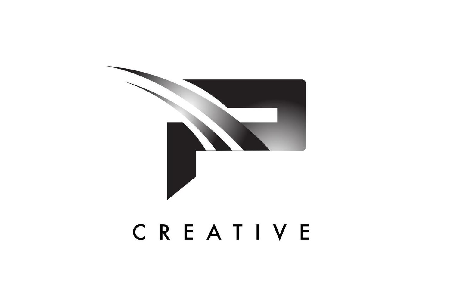 lettera p logo design vettore con curvo swoosh Linee e creativo Guarda