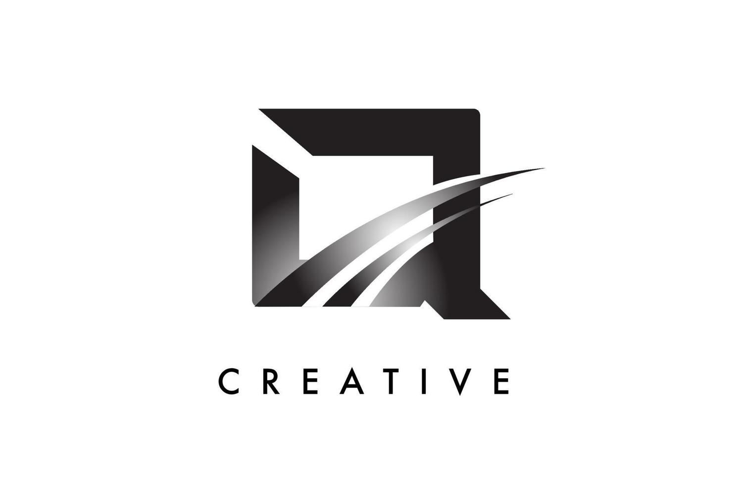 lettera q logo design vettore con curvo swoosh Linee e creativo Guarda