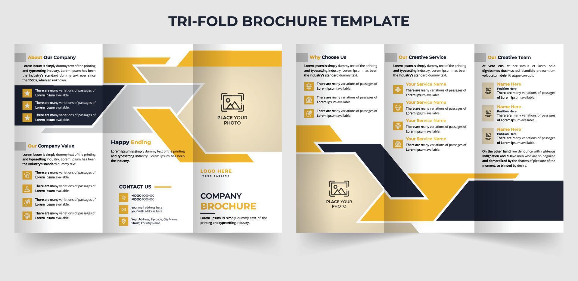 astratto trifold attività commerciale opuscolo modello con moderno forma vettore