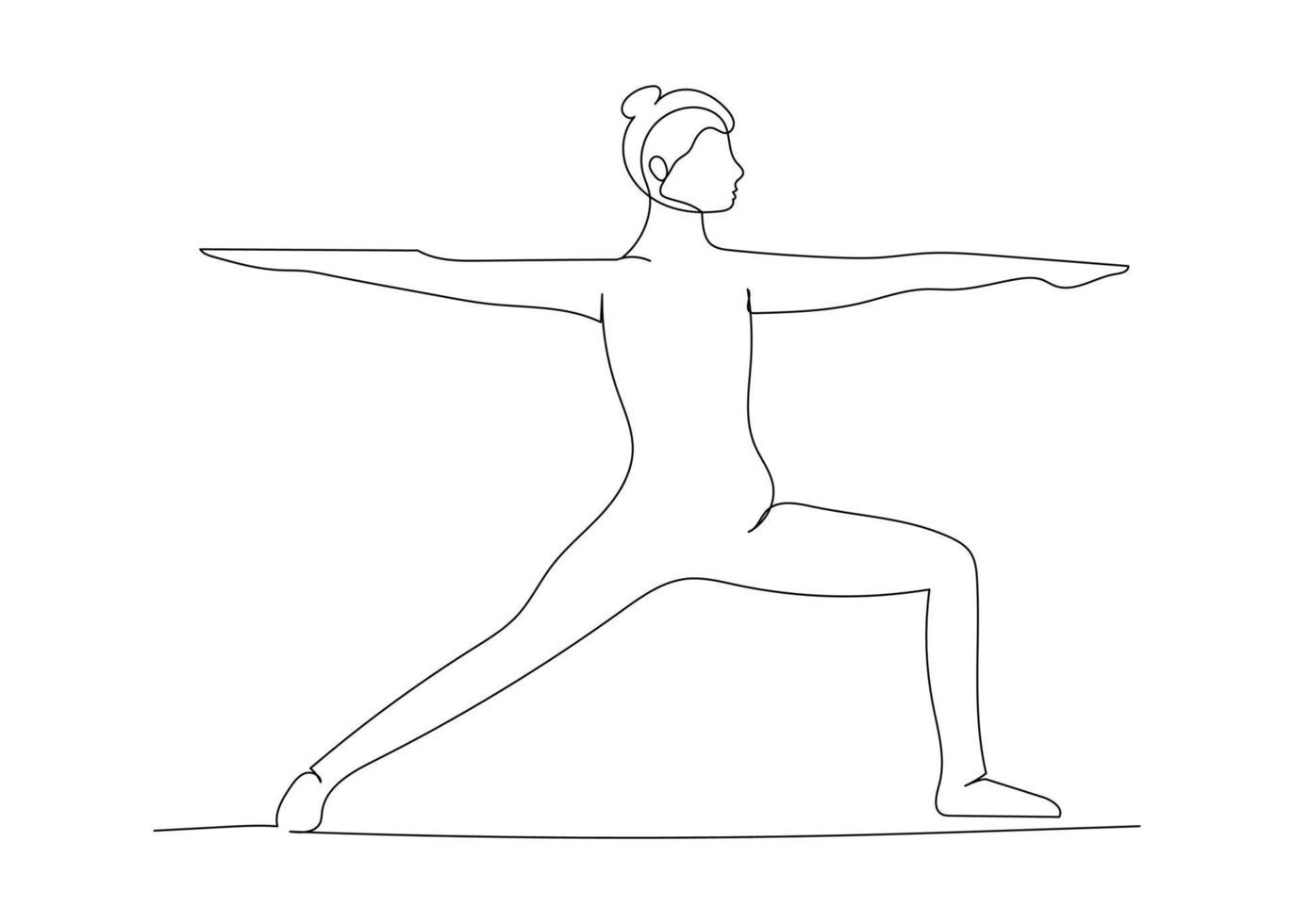 continuo linea disegno di donna fare esercizio yoga. minimalismo arte. vettore