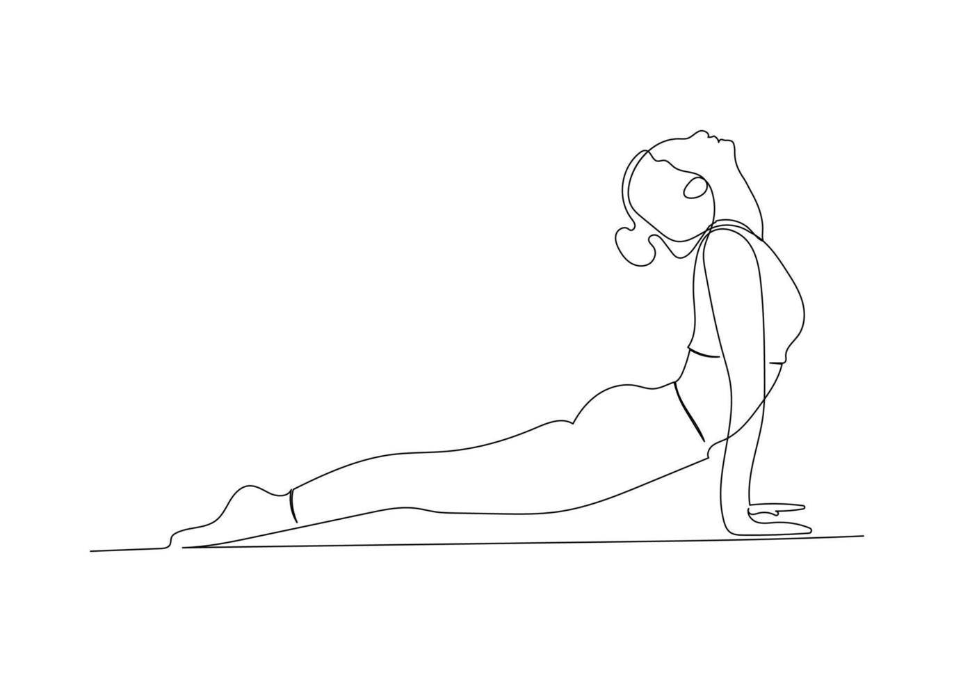 continuo linea disegno di donna fare esercizio yoga. minimalismo arte. vettore