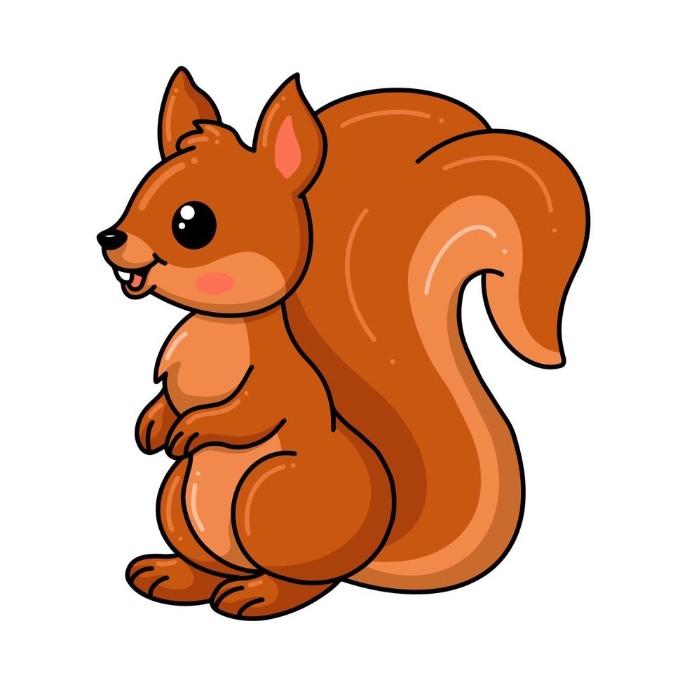 carino poco scoiattolo cartone animato in piedi vettore