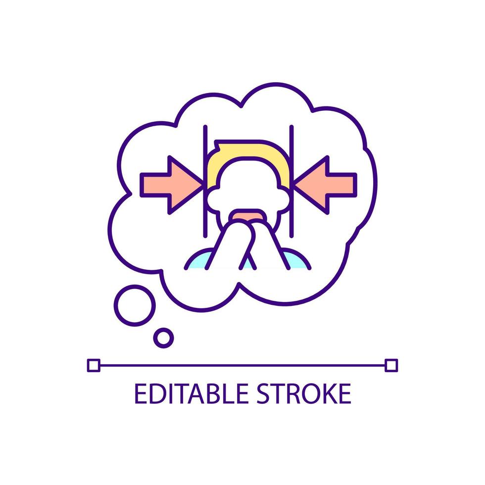 paura di essere intrappolati con no modo su rgb colore icona. claustrofobia. impaurito di chiuso spazi. isolato vettore illustrazione. semplice pieno linea disegno. modificabile ictus.