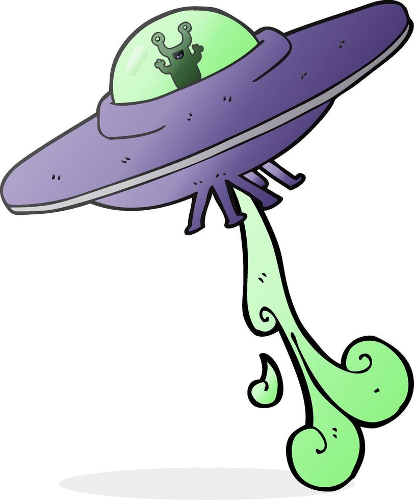 a mano libera disegnato cartone animato alieno navicella spaziale vettore