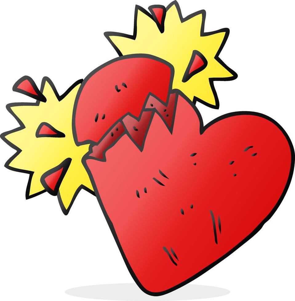 a mano libera disegnato cartone animato rotto cuore vettore