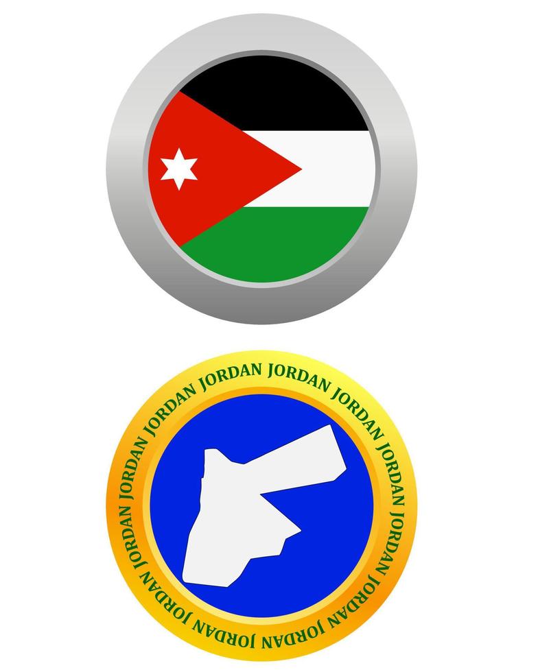 pulsante come un' simbolo Giordania bandiera e carta geografica su un' bianca sfondo vettore