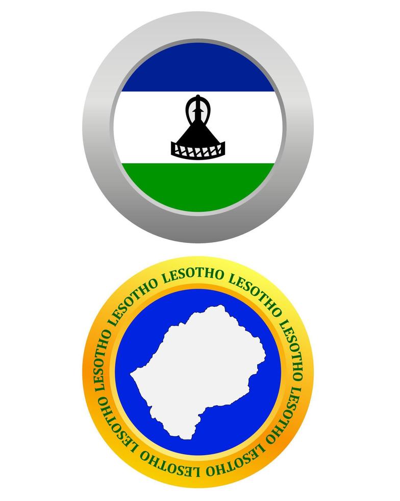 pulsante come un' simbolo Lesoto bandiera e carta geografica su un' bianca sfondo vettore