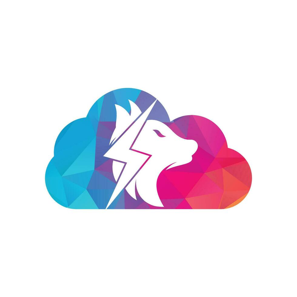 tuono lupo nube forma concetto logo design. potenza, selvaggio animale e energia logo concetto icona vettore. vettore