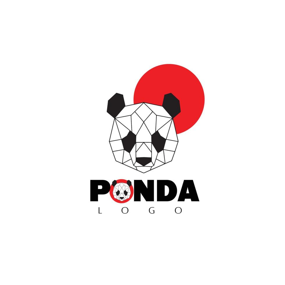 linea geometrica stile artistico di panda logo design illustrazione vettoriale