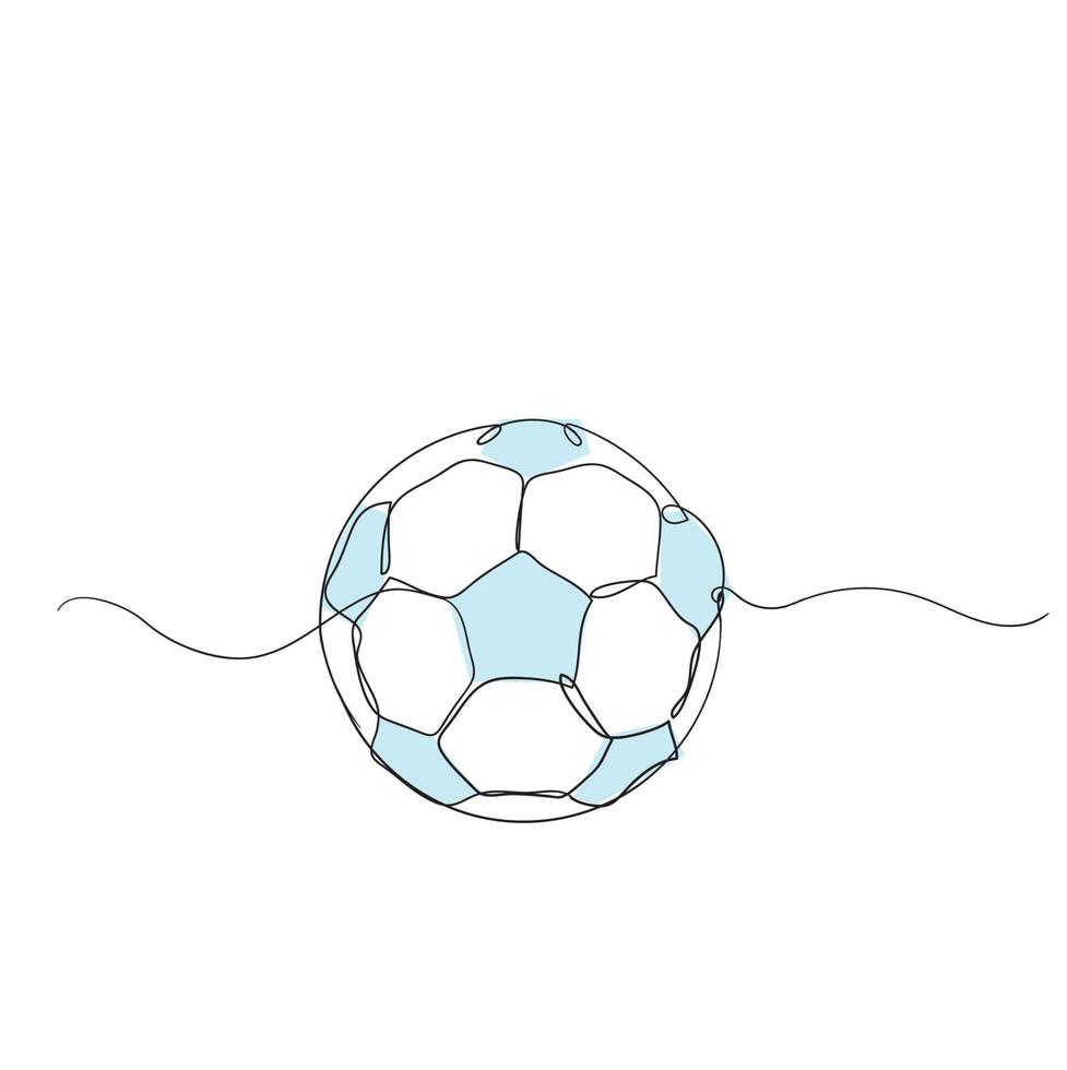 disegno a linea continua illustrazione del pallone da calcio vettore isolato disegnato