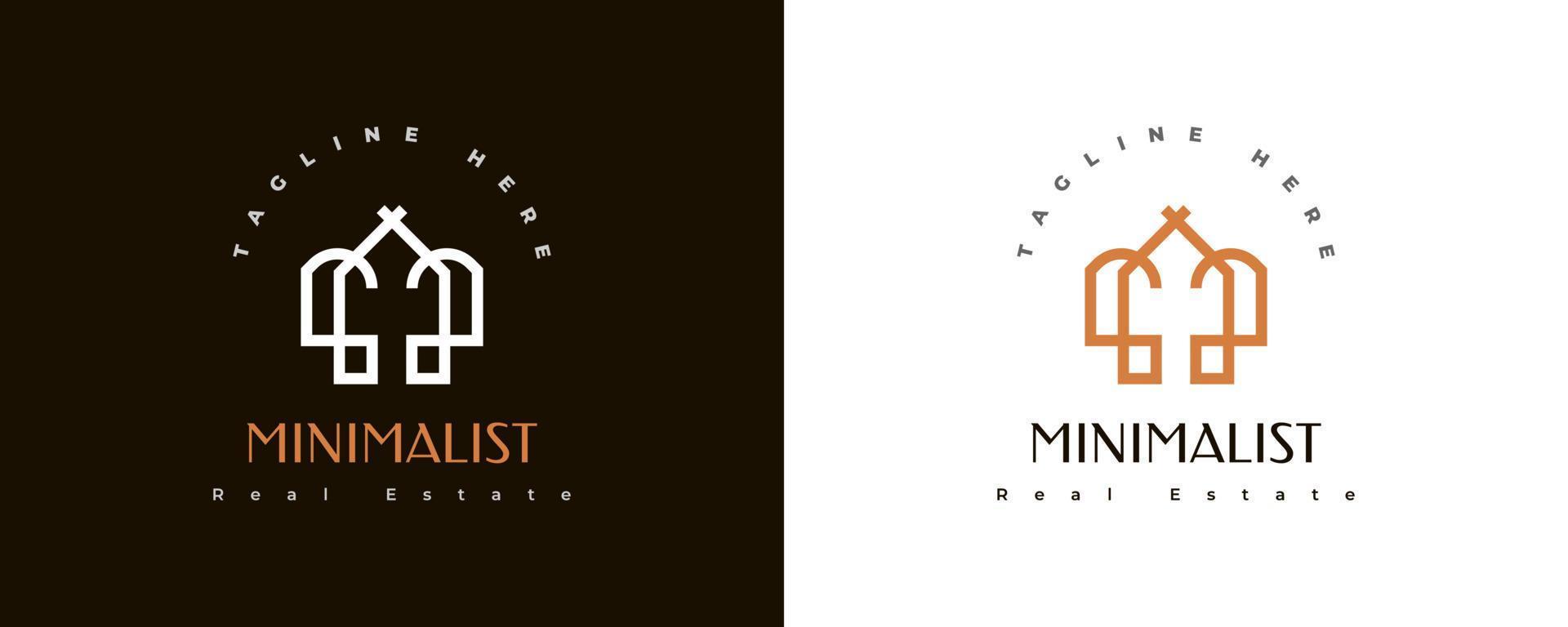 design minimalista del logo immobiliare con stile lineare. logo della casa semplice e minimale vettore