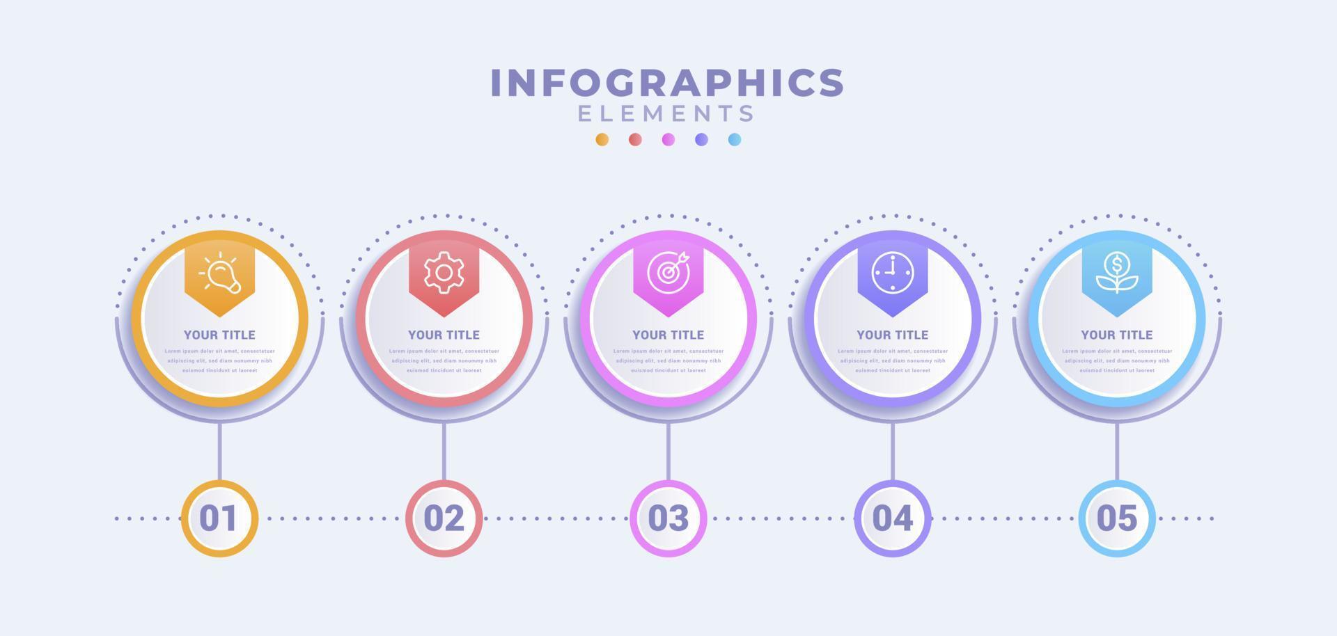 modello di infografica aziendale con cinque opzioni o processo vettore