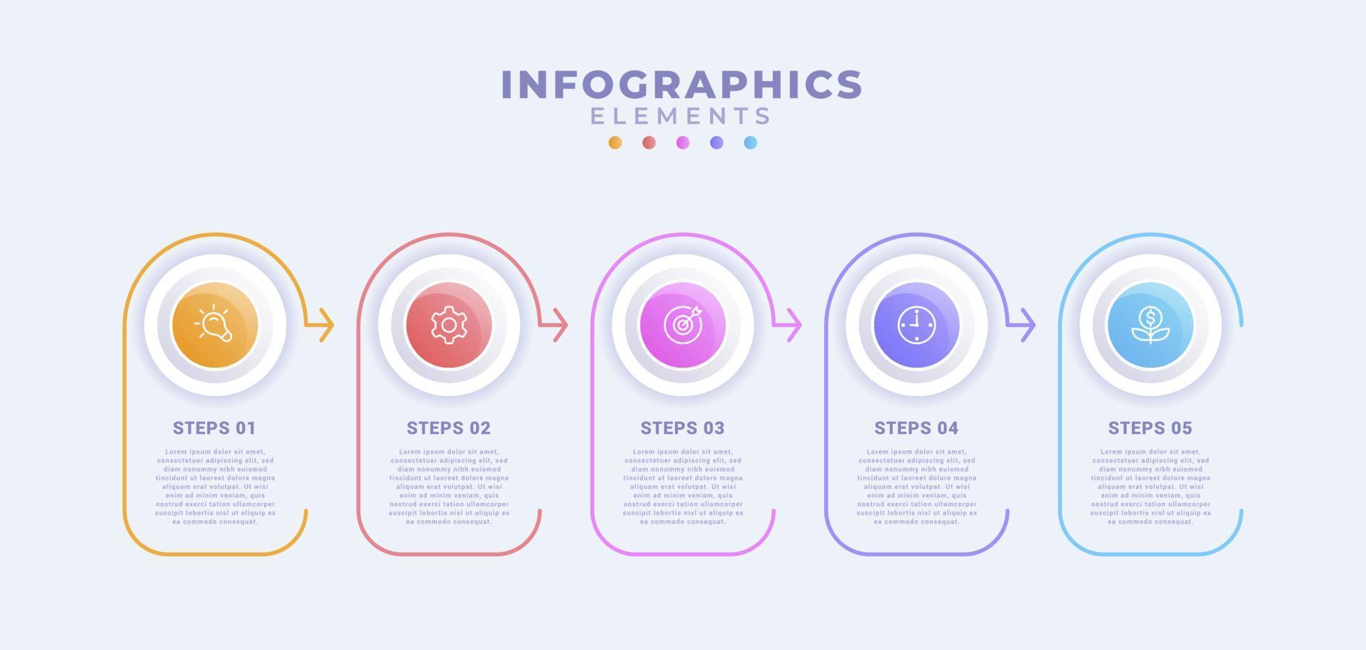 modello di infografica aziendale con cinque opzioni o processo vettore