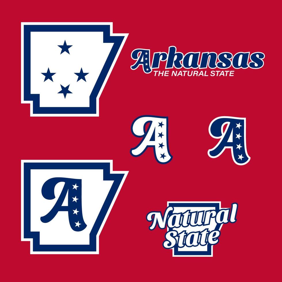 carta geografica illustrazione di il noi stato di Arkansas isolato su un' rosso sfondo vettore icona impostato