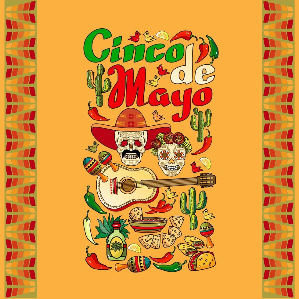 giorno di cinco de mayo. vacanza messicana. illustrazione vettoriale. vettore