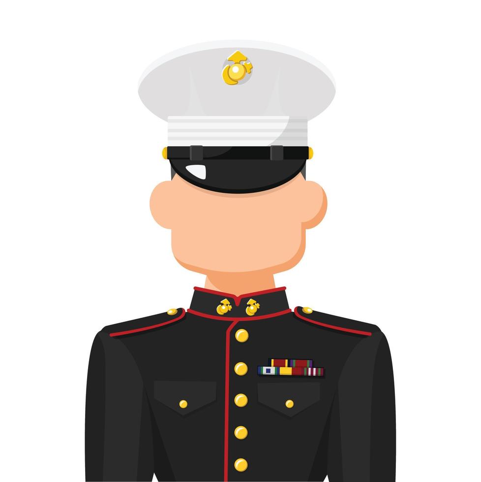 noi marine private in semplice vettore piatto. icona o simbolo del profilo personale. illustrazione vettoriale del concetto di persone militari.