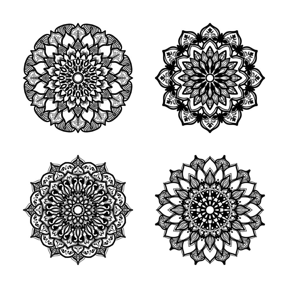 collezioni motivo circolare a forma di mandala per henné, tatuaggi. pagina del libro da colorare. vettore