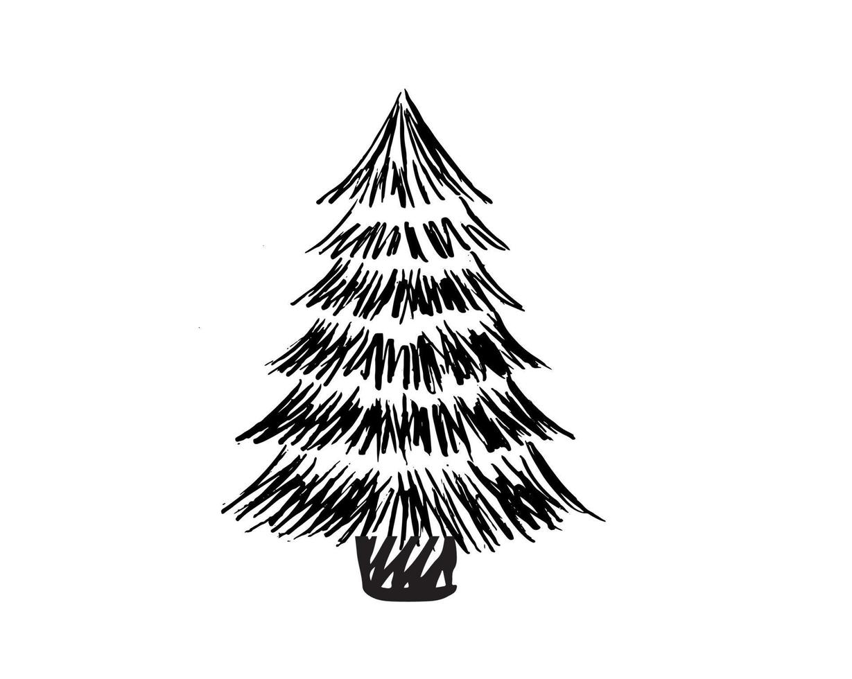 disegno dell'albero di natale, set vettoriale. vettore