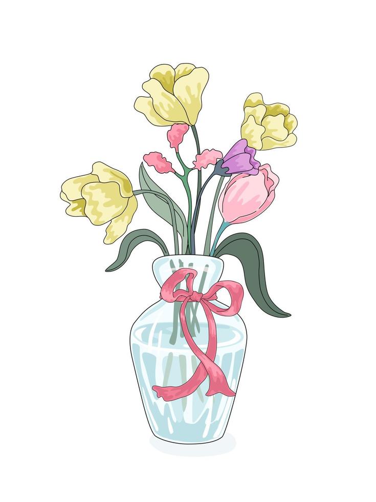 collezione di illustrazioni vettoriali vaso di fiori progettata in stile doodle su sfondo bianco per carta, stampa digitale, design t-shirt, borsa, modello di abbigliamento, artigianato e altro ancora.