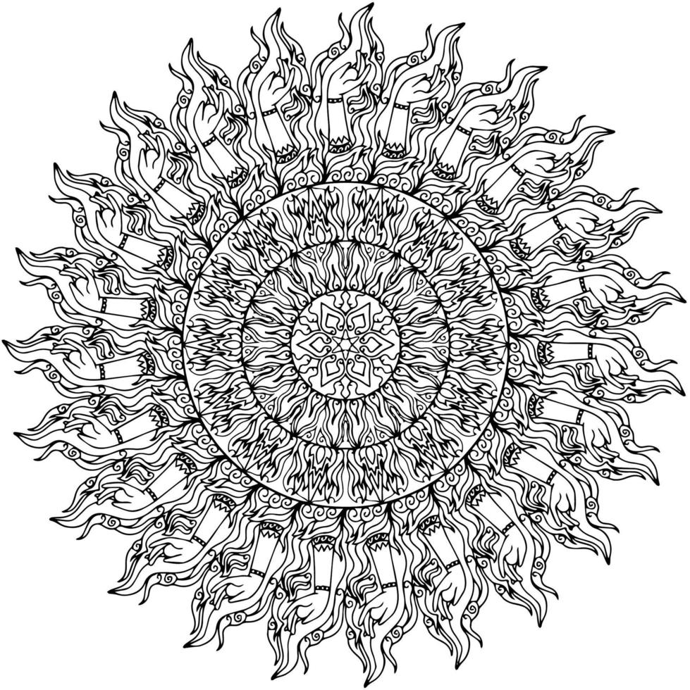 disegno del profilo della mandala di vettore per la pagina di colorazione