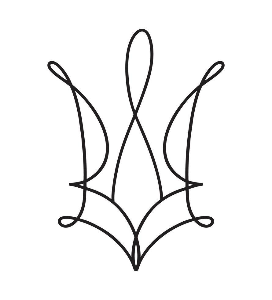 icona del tridente simbolo nazionale ucraino di vettore. calligrafia disegnata a mano stemma dell'ucraina emblema dello stato nero colore illustrazione immagine in stile piatto vettore